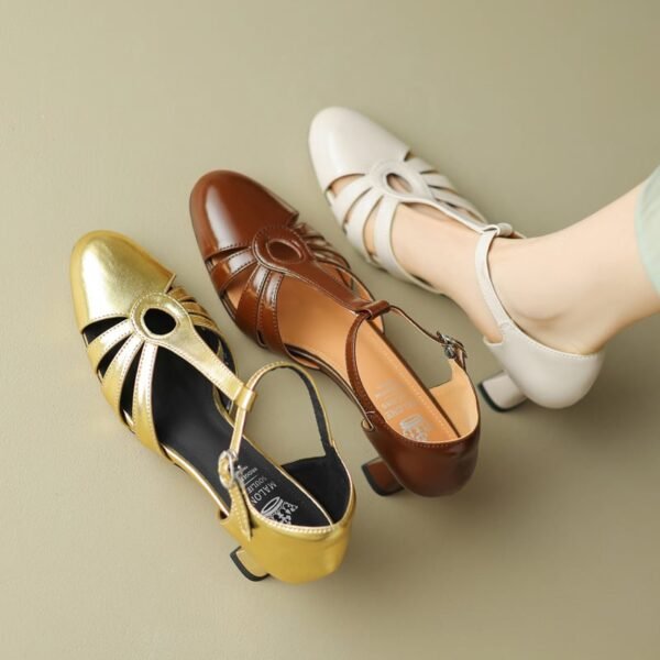 CHIKO Makaila Round Toe Chunky Heels T-Strap Shoes