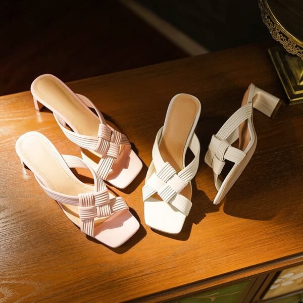 CHIKO Marie Elaine Open Toe Chunky Heels Slides Sandals