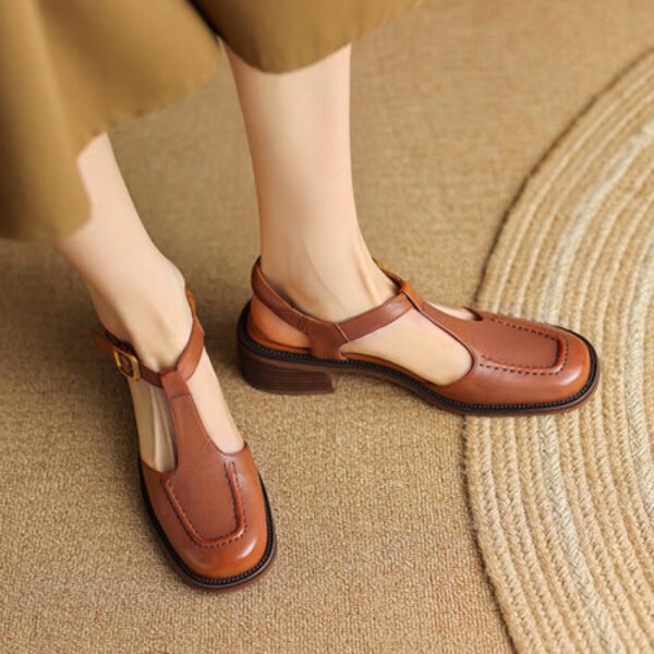 CHIKO Shaneice Square Toe Block Heels T-Strap Shoes - Image 2