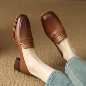 CHIKO Nichelle Square Toe Block Heels Loafers Shoes