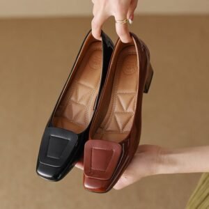 CHIKO Nakeita Square Toe Block Heels Pumps Shoes