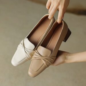 CHIKO Nitasha Square Toe Block Heels Loafers Shoes