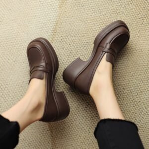 CHIKO Nyesha Square Toe Block Heels Loafers Shoes