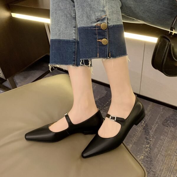 CHIKO Shaleen Pointy Toe Block Heels Mary Jane Flats