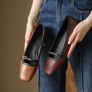 CHIKO Roneisha Square Toe Block Heels Mary Jane Flats