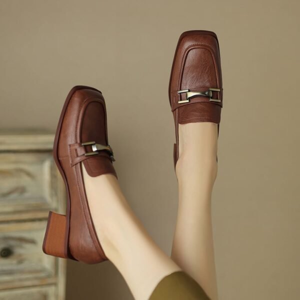 CHIKO Shanaya Square Toe Block Heels Loafers Shoes