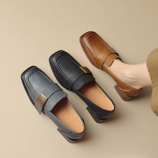 CHIKO Shalona Square Toe Block Heels Loafers Shoes