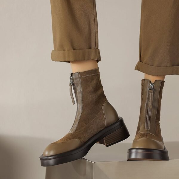 CHIKO Shantia Round Toe Block Heels Ankle Boots
