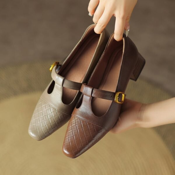 CHIKO Shantal Square Toe Block Heels T-Strap Shoes