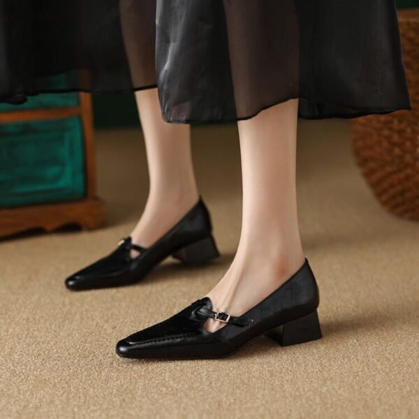 CHIKO Shakara Square Toe Block Heels T-Strap Shoes