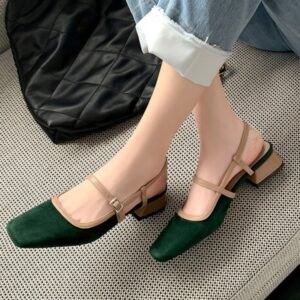 CHIKO Mary Kate Square Toe Block Heels Slingback Shoes