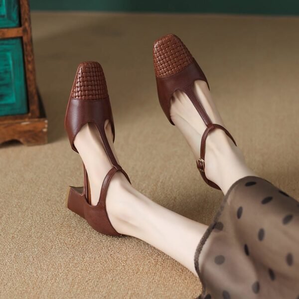 CHIKO Taleisha Square Toe Block Heels T-Strap Shoes
