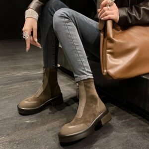 CHIKO Tesha Round Toe Block Heels Ankle Boots