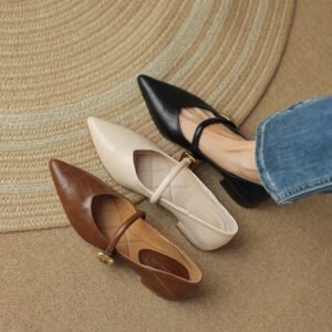CHIKO Shenigua Pointy Toe Block Heels Mary Jane Flats