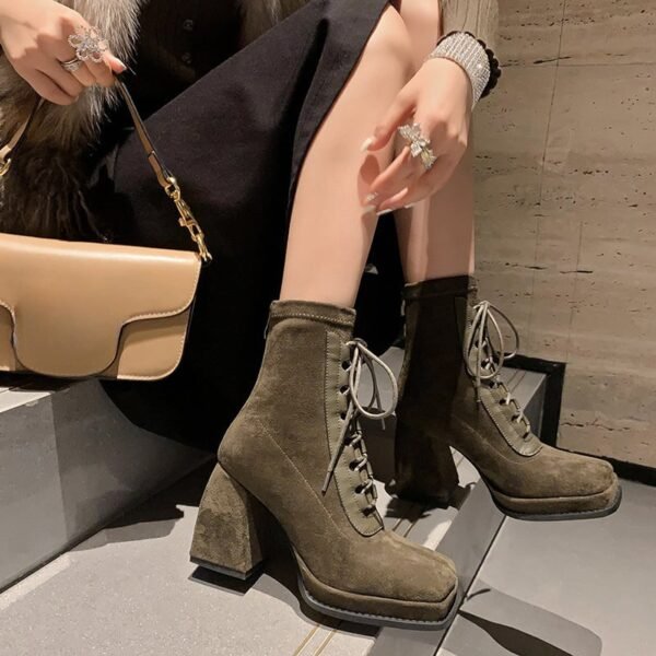 CHIKO Tashena Square Toe Block Heels Ankle Boots