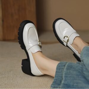 CHIKO Shenika Round Toe Block Heels Loafers Shoes