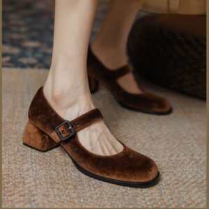 CHIKO Sylviann Round Toe Block Heels Mary Jane Shoes