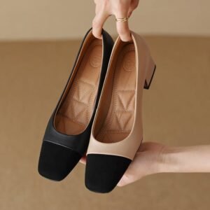 CHIKO Aleea Square Toe Block Heels Pumps Shoes