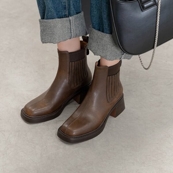 CHIKO Ahlam Square Toe Block Heels Ankle Boots