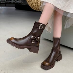 CHIKO Aiesha Round Toe Block Heels Ankle Boots