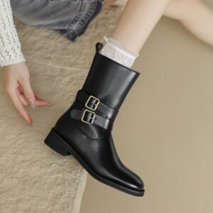 CHIKO Alea Round Toe Block Heels Ankle Boots