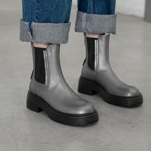 CHIKO Gamila Round Toe Block Heels Ankle Boots