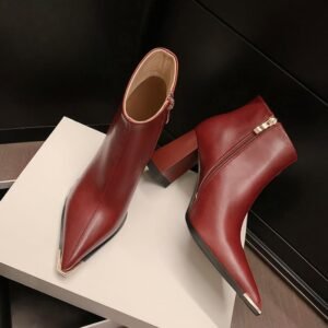 CHIKO Hafsa Pointy Toe Block Heels Ankle Boots