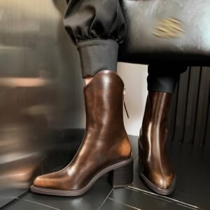 CHIKO Halima Round Toe Block Heels Ankle Boots