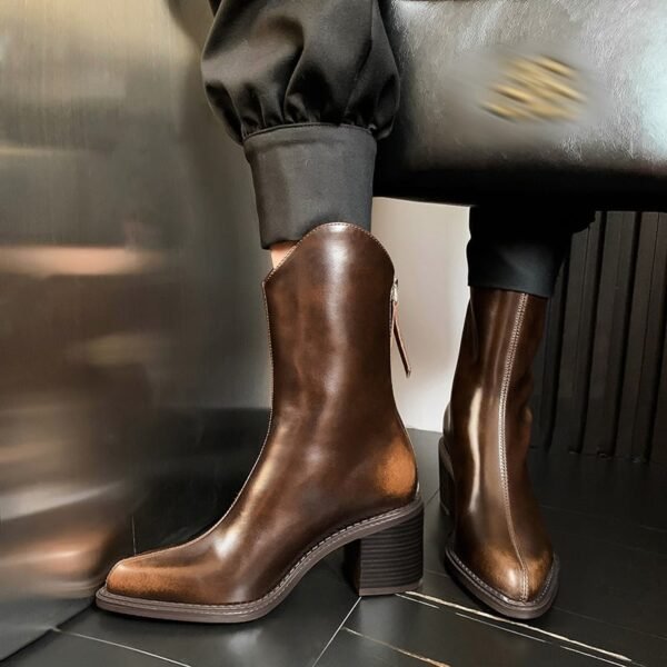 CHIKO Halima Round Toe Block Heels Ankle Boots