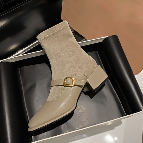 CHIKO Hanifa Square Toe Block Heels Ankle Boots - Image 2