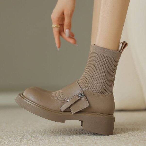 CHIKO Hayat Round Toe Block Heels Ankle Boots