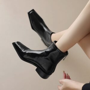 CHIKO Hoda Square Toe Block Heels Ankle Boots
