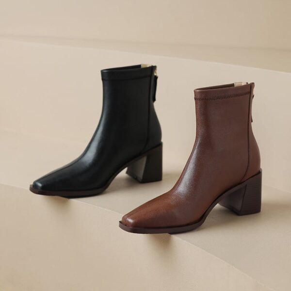 CHIKO Huda Square Toe Block Heels Ankle Boots