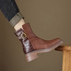 CHIKO Aliye Square Toe Block Heels Ankle Boots