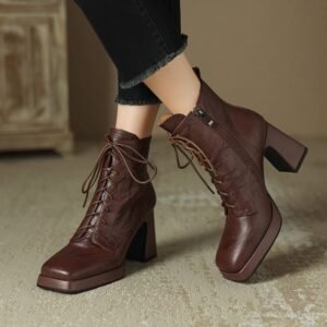 CHIKO Terricka Square Toe Block Heels Ankle Boots