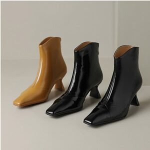 CHIKO Amal Square Toe Chunky Heels Ankle Boots