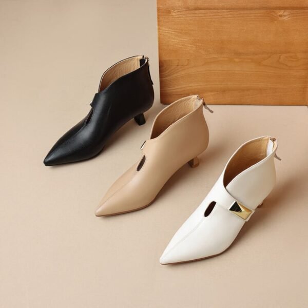 CHIKO Alma Pointy Toe Kitten Heels Ankle Boots