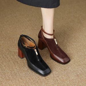 CHIKO Fatema Square Toe Block Heels Pumps Shoes