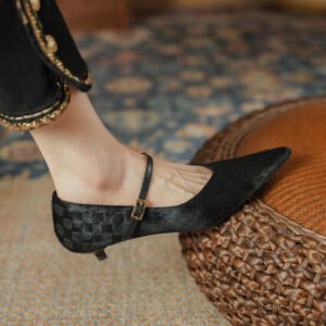Pointy Toe Kitten Heels Mary Jane Shoes