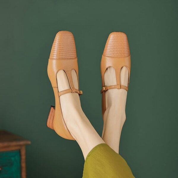 CHIKO Zabrina Square Toe Block Heels T-Strap Shoes
