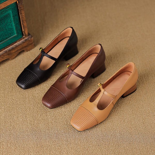 CHIKO Zabrina Square Toe Block Heels T-Strap Shoes - Image 2