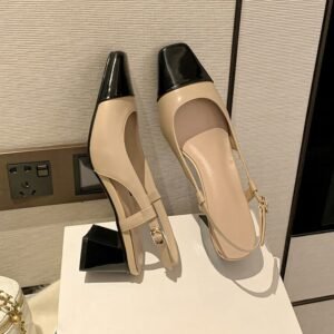 CHIKO Fatima Square Toe Block Heels Slingback Shoes