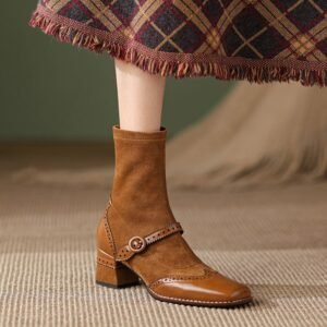 CHIKO Asha Square Toe Block Heels Ankle Boots