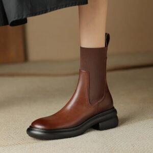 CHIKO Jameela Round Toe Block Heels Ankle Boots