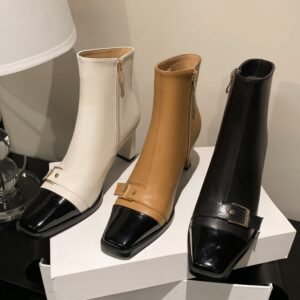 CHIKO Scarlett Square Toe Chunky Heels Ankle Boots
