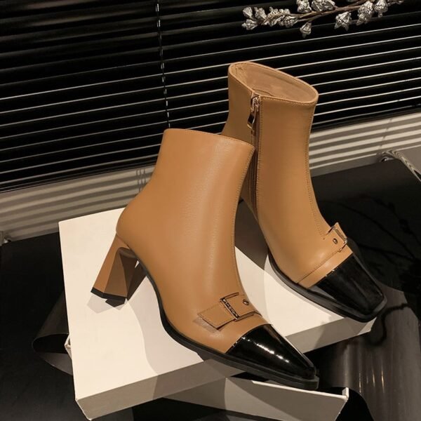 CHIKO Scarlett Square Toe Chunky Heels Ankle Boots - Image 2