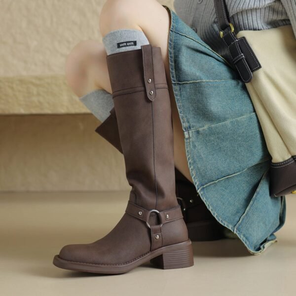 CHIKO Abigail Round Toe Block Heels Knee High Boots