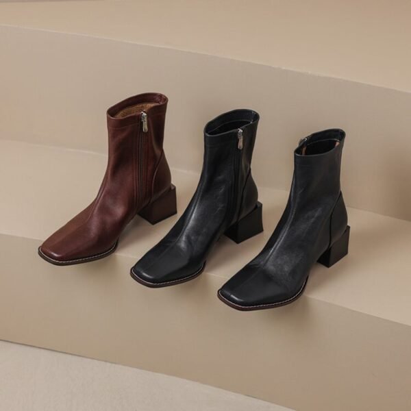 CHIKO Emma Square Toe Block Heels Ankle Boots