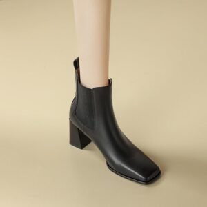 CHIKO Luna Square Toe Block Heels Ankle Boots