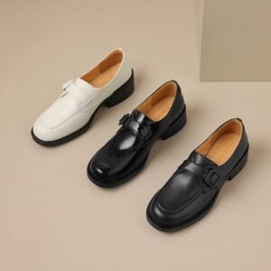 CHIKO Emery Round Toe Block Heels Loafers Shoes